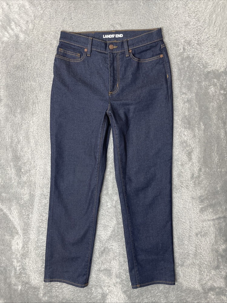 Lands' End Jeans Women's 8 Blue Straight Leg Stretch Denim Pants ~27