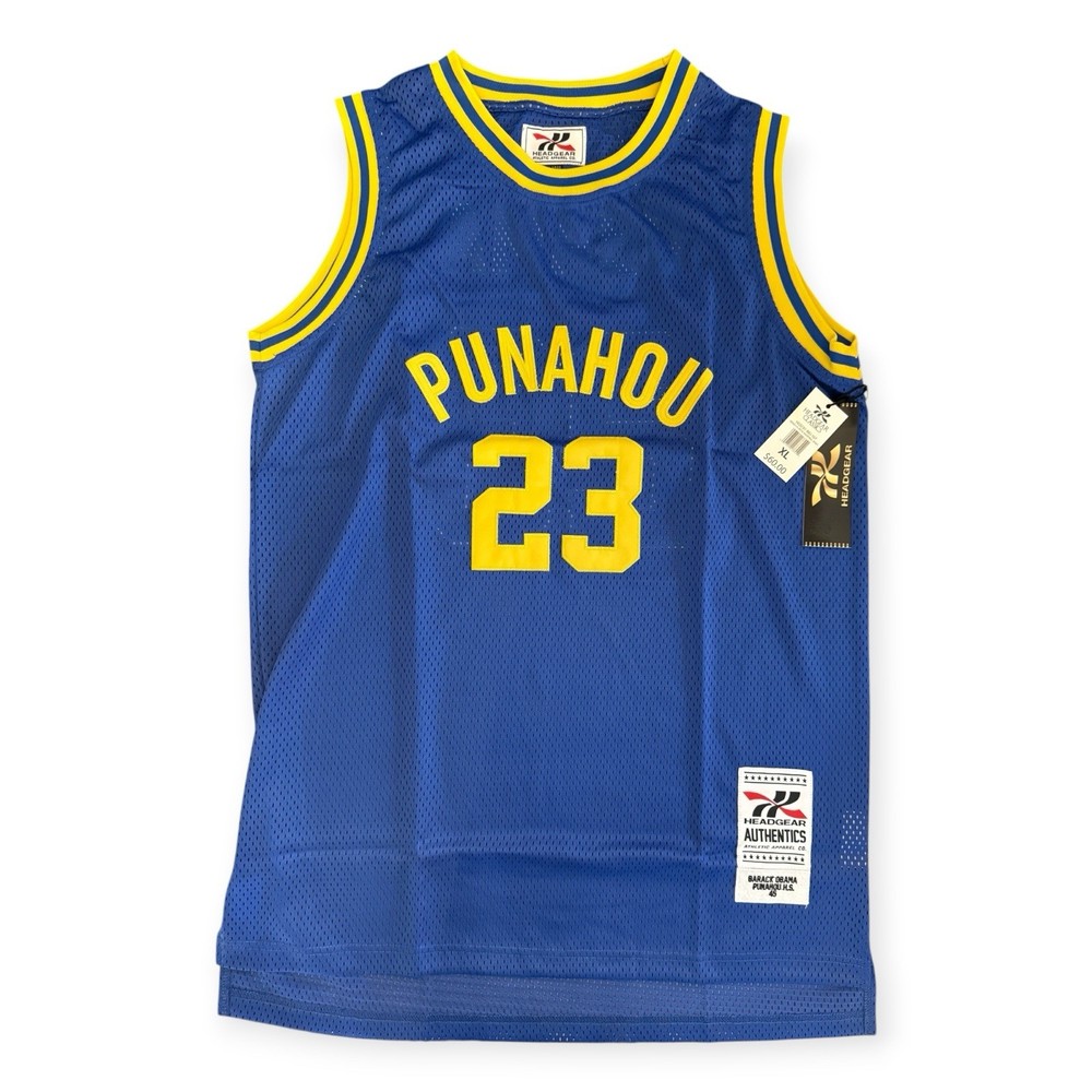 Headgear Classics Obama Punahou 23 Jersey Blue Yellow Mesh NWT Size XL