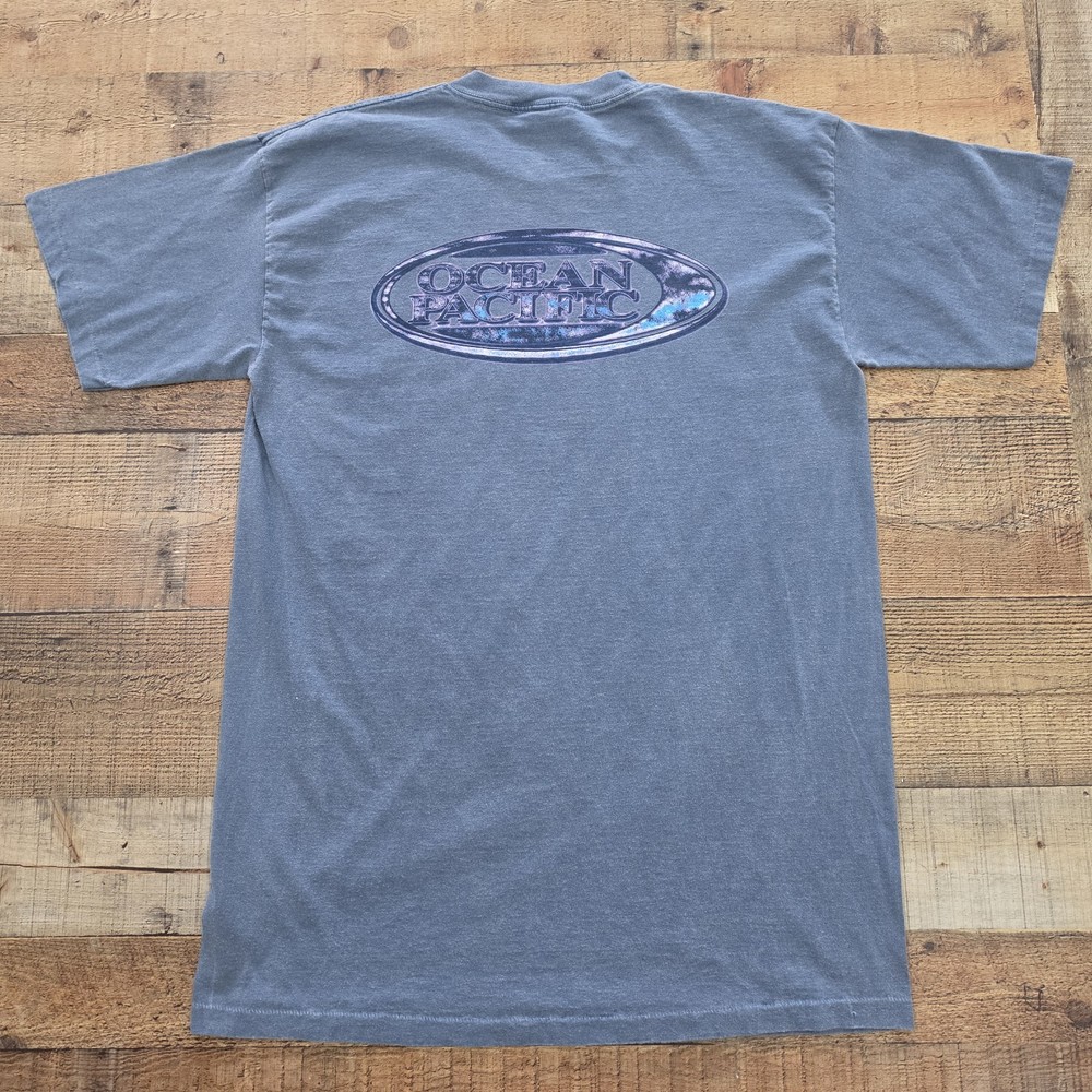 Vtg 90s Single Stitch Ocean Pacific T Shirt Double Sided Sz L Made In USA