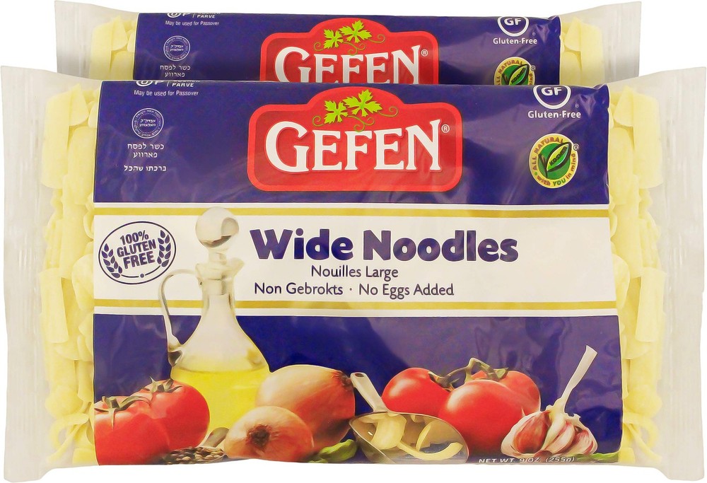 Gefen Gluten Free Wide Noodles 9oz 2 Pack | No Eggs Added | Large Noodles