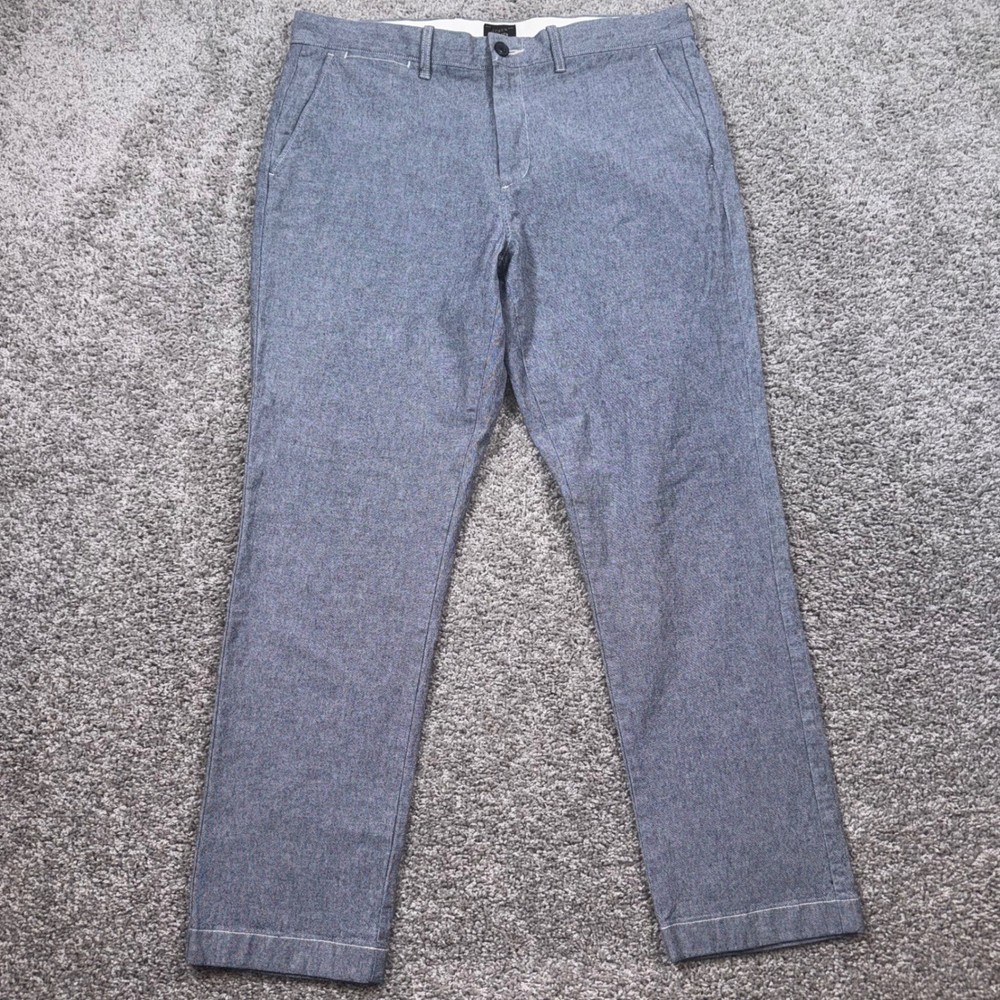 J.Crew 770 Straight Pants Mens Stretch Chambray Blue 34x30 Excellent