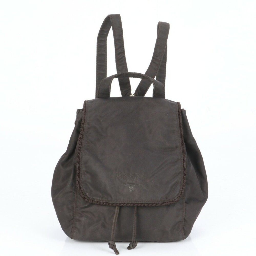 RARE PRADA Tessuto Nylon Brown Backpack Shoulder Bag Excellent Condition