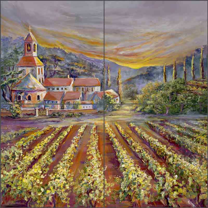 Vineyard Tile Backsplash Ginger Cook Mission Art Ceramic Mural GCS032