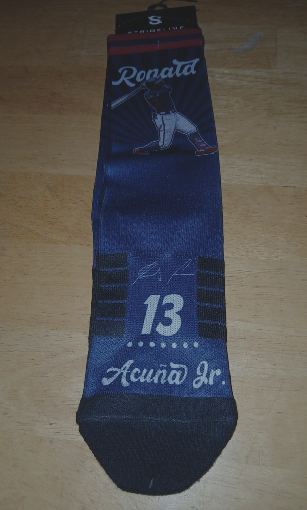STRIDELINE MLB PLAYERS SOCKS-RONALD ACUNA JR.-NEW-$19.99-RETRO-PREMIUM FULL SUB