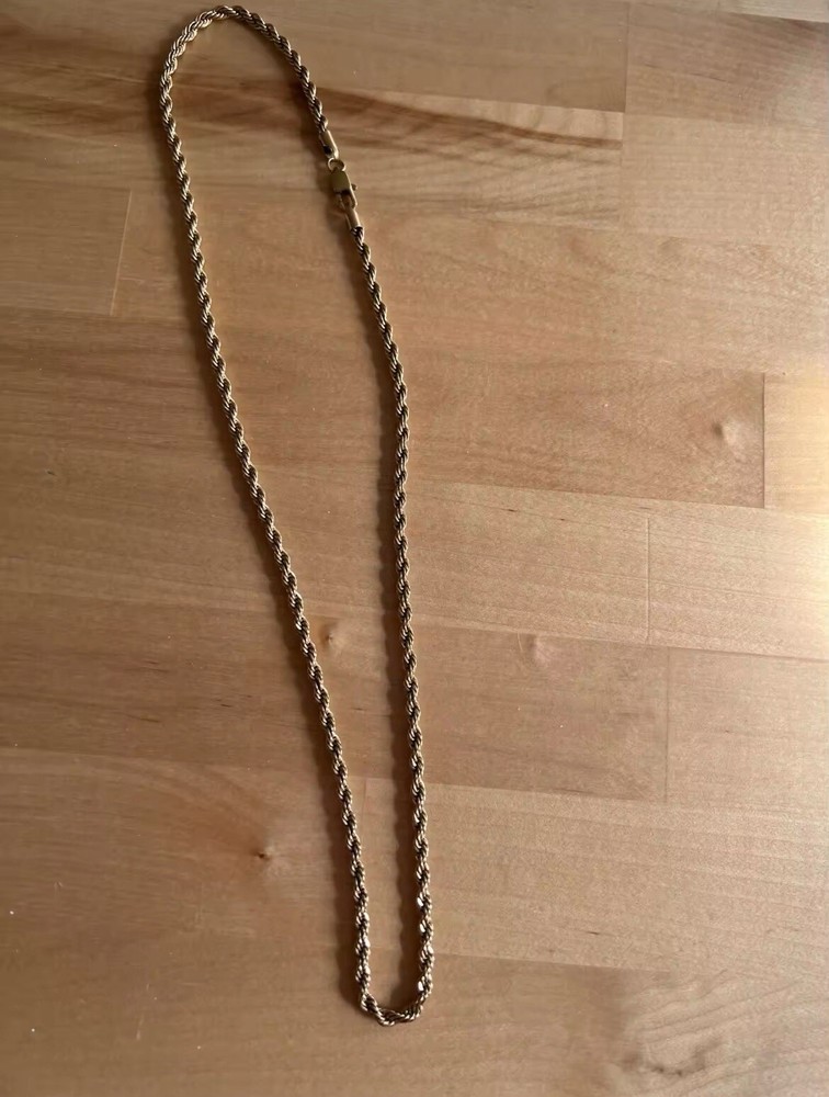 18K Gold Plated Rope Chain Necklace Men Women - 18k Gold