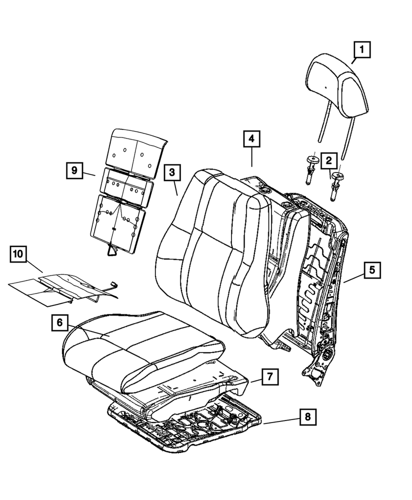 Genuine Mopar Front Seat Back Cover Right 5VU48HL1AB