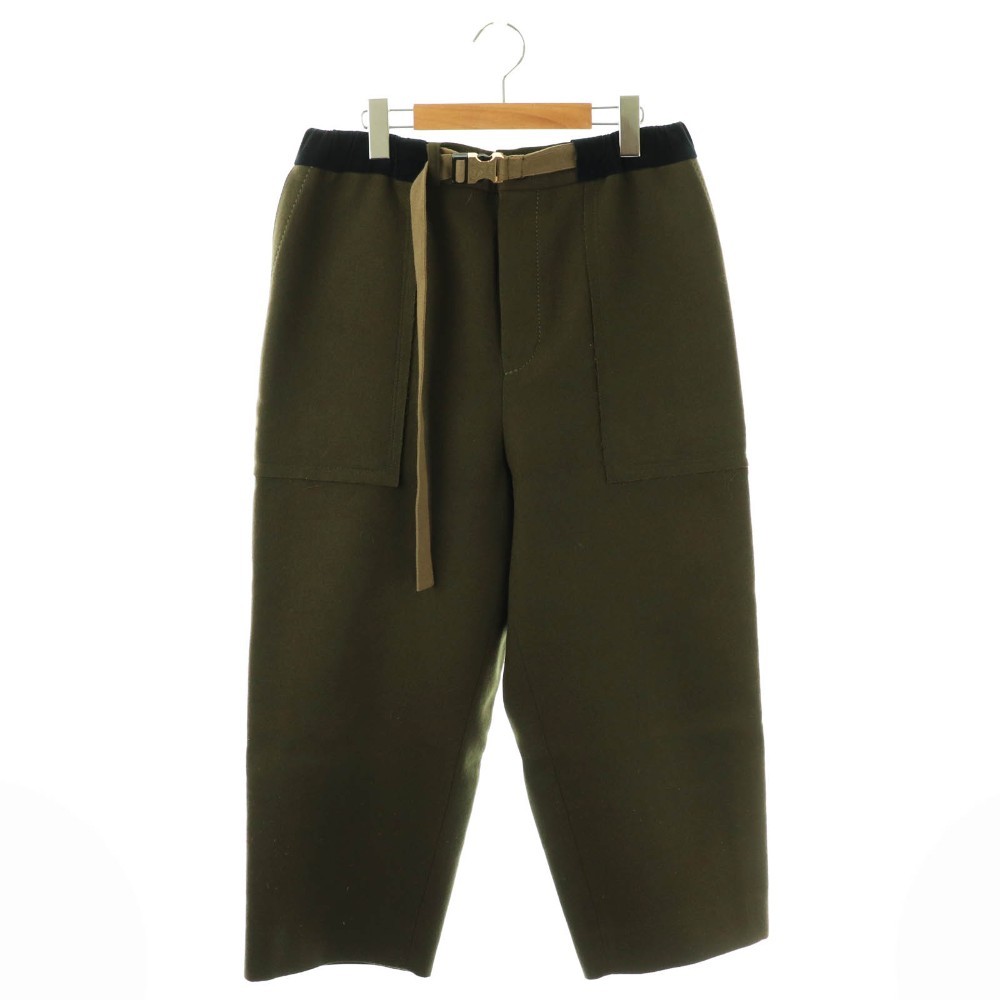 Sacai 19-02044M Wool Melton Cropped Pants Tapered 2 Khaki /HK ■OS ■SH Men's