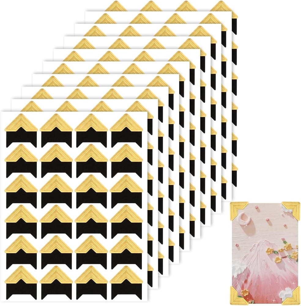 288Pcs Self-Adhesive Acid Free Photo Corners Scrapbook Corners Shiny Gold New-image