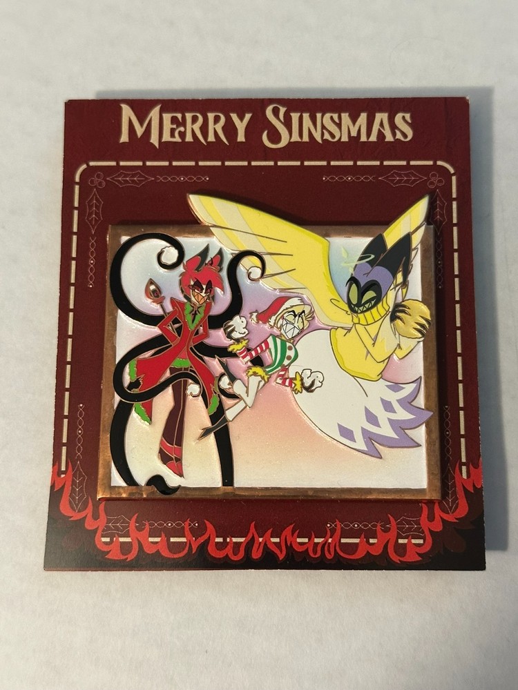 Hazbin Hotel Adam Lucifer Alastor Winter Enamel Pin Con Stamp Rally Exclusive