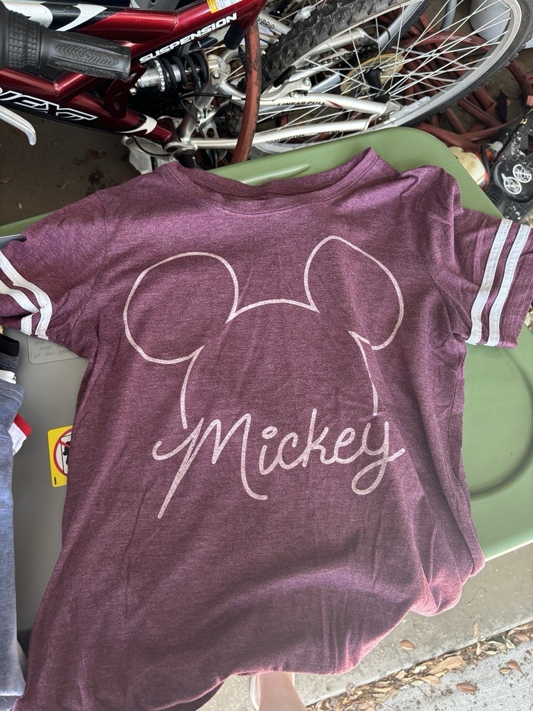 Disney women's burgundy Mickey Mouse graphic baseball tee