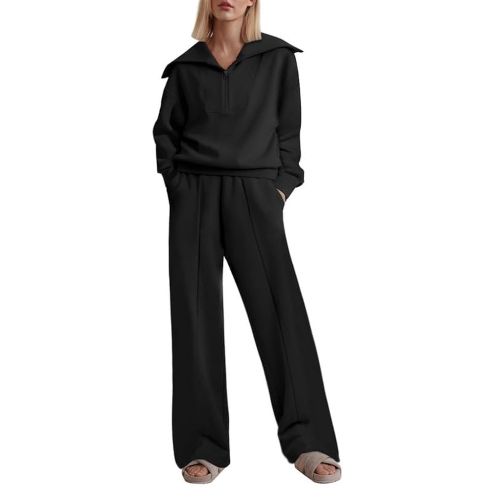 Sweatsuits women 2 piece outfit 2024 Fall Set Fleece Lapel Collar Sweatshirts...