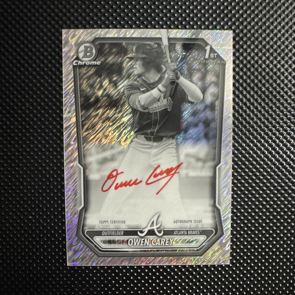 2026 Bowman Chrome 1st Owen Carey Black/White Refractor Red Ink Auto SSP Braves