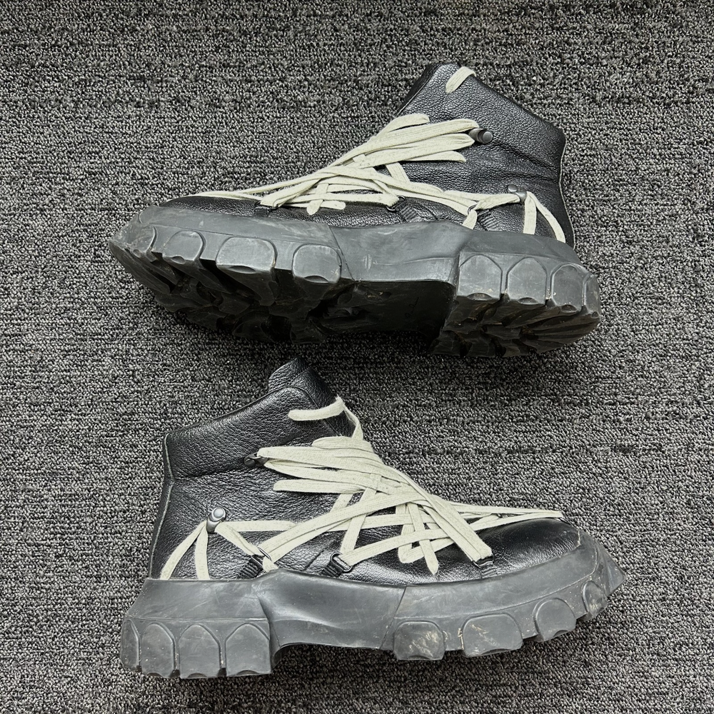 Rick Owens Mega Lace Tecuatl Tractor Boots Black Size 44 Geobasket Chrome