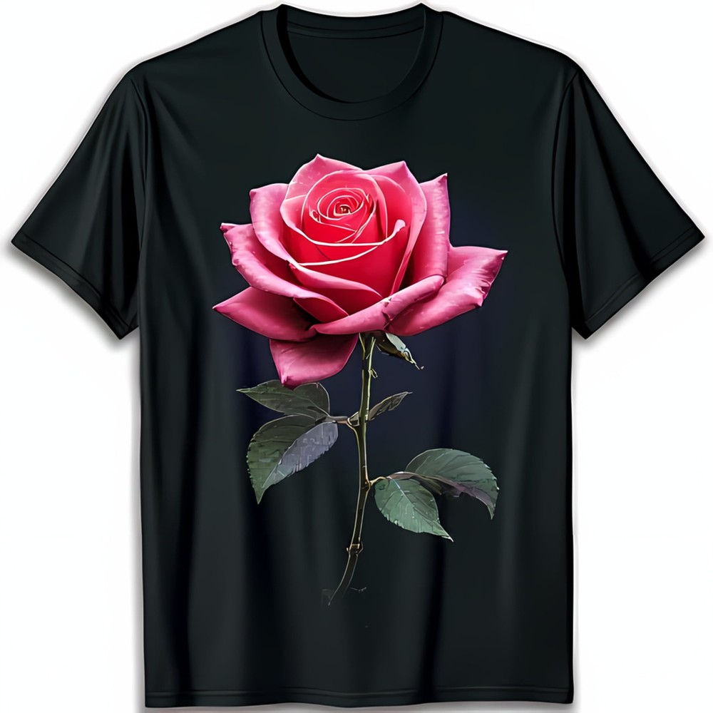 Elegant Black T-Shirt with Print Floral Tee