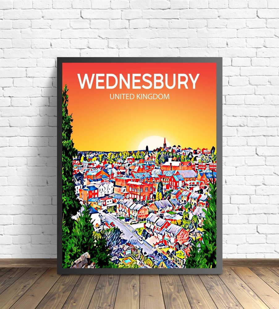 Wednesbury United Kingdom Art Poster Sunset Night Poster Art Print Wednesbury