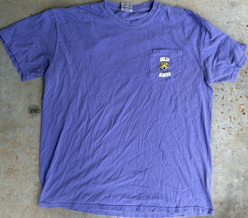 Comfort Colors Men's Purple Cotton Knit Pocket Graphic Crew Neck T-Shirt XL