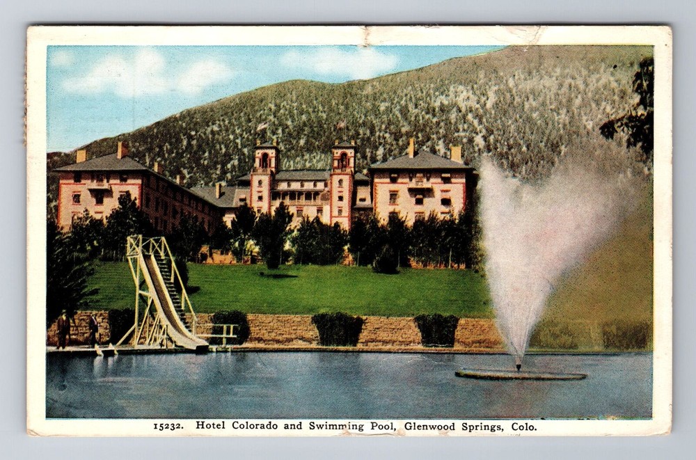 Glenwood Springs CO-Colorado, Hotel Colorado, Pool, Vintage c1921 Postcard