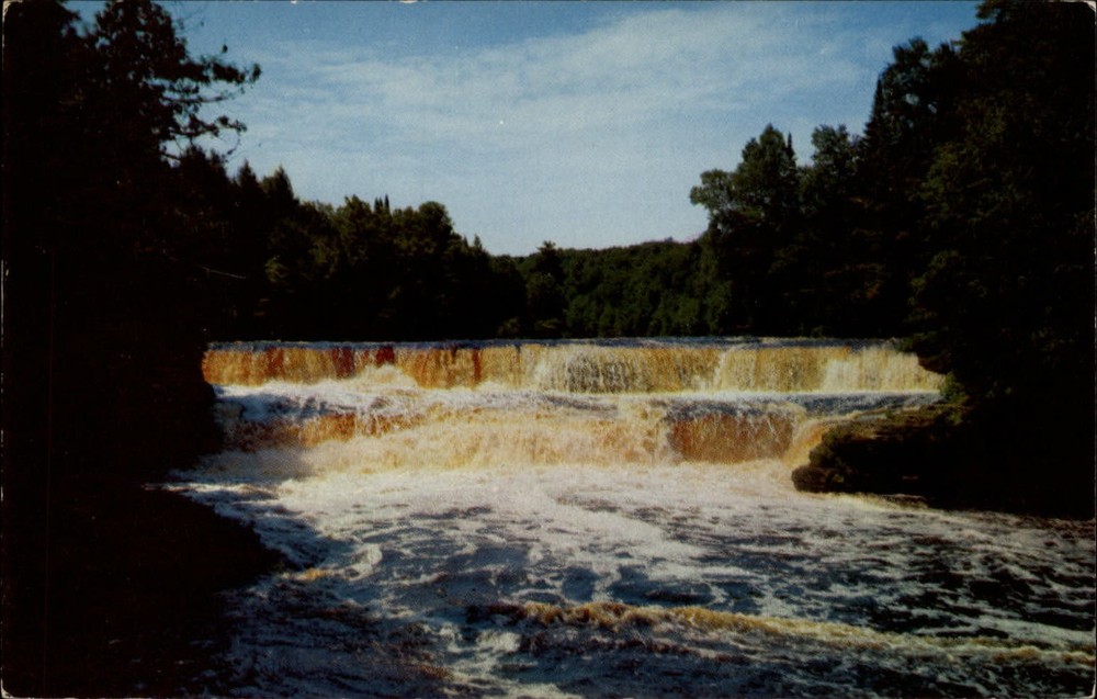 Michigan Lower Tahquamenon Falls ~ 1950s-60s vintage postcard sku453