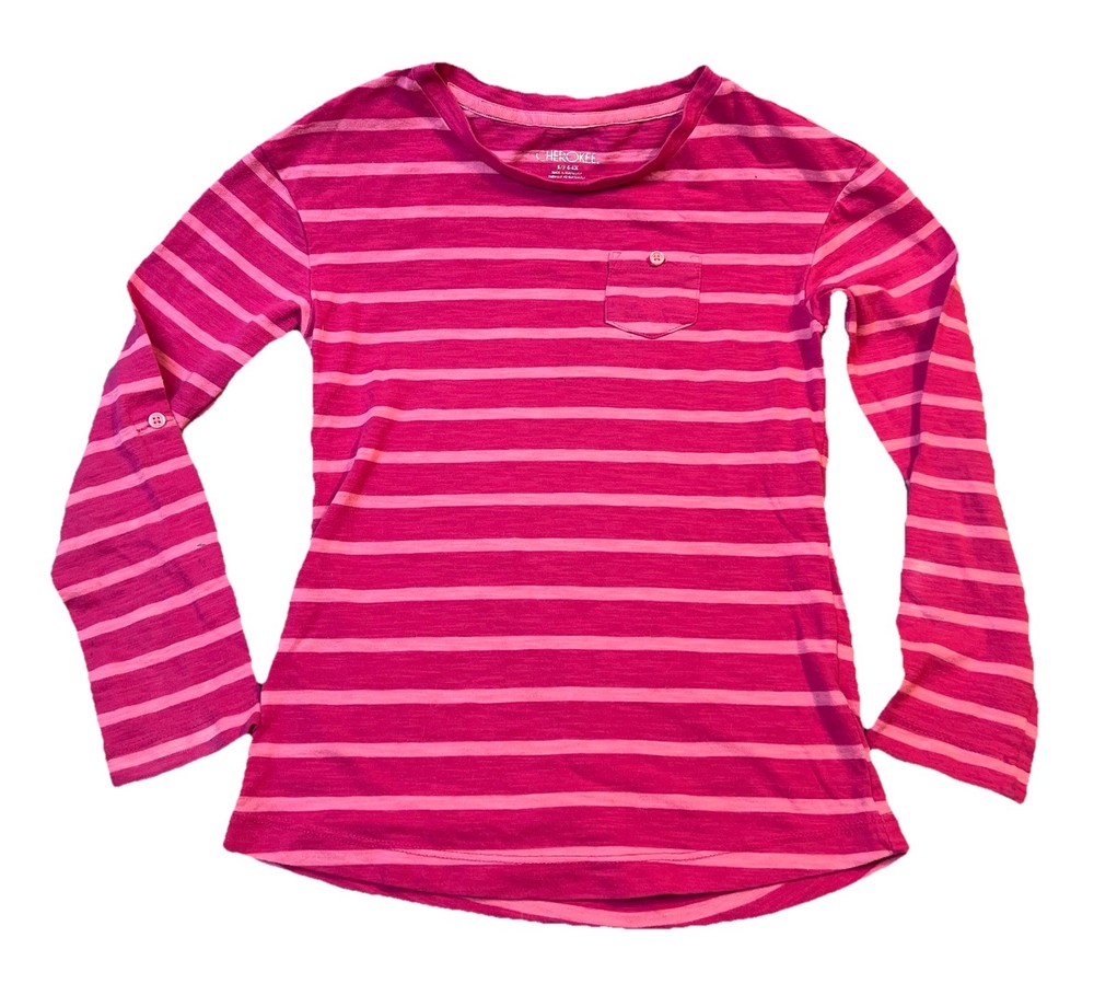 Cherokee Long Sleeve Striped Shirt Little Girls Size Small Pink