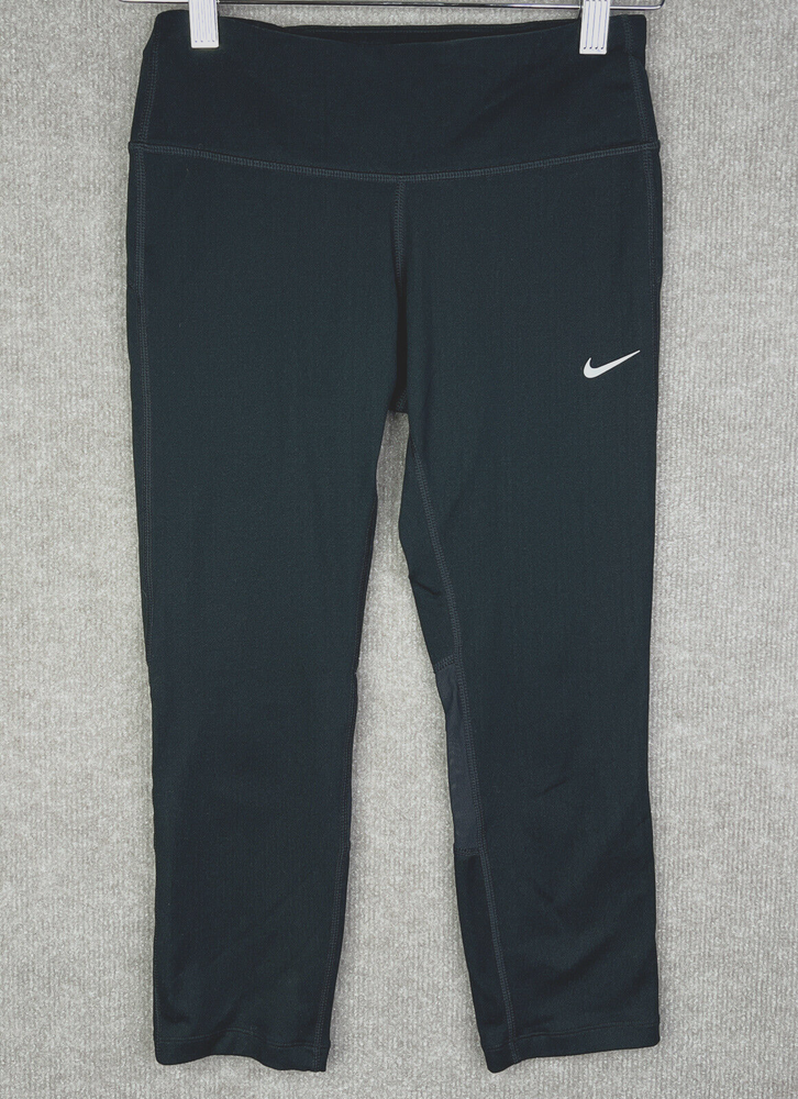 Nike Leggings Womens XS 24x20 Black Epic Run Dri Fit Mesh Capri Cropped 646229