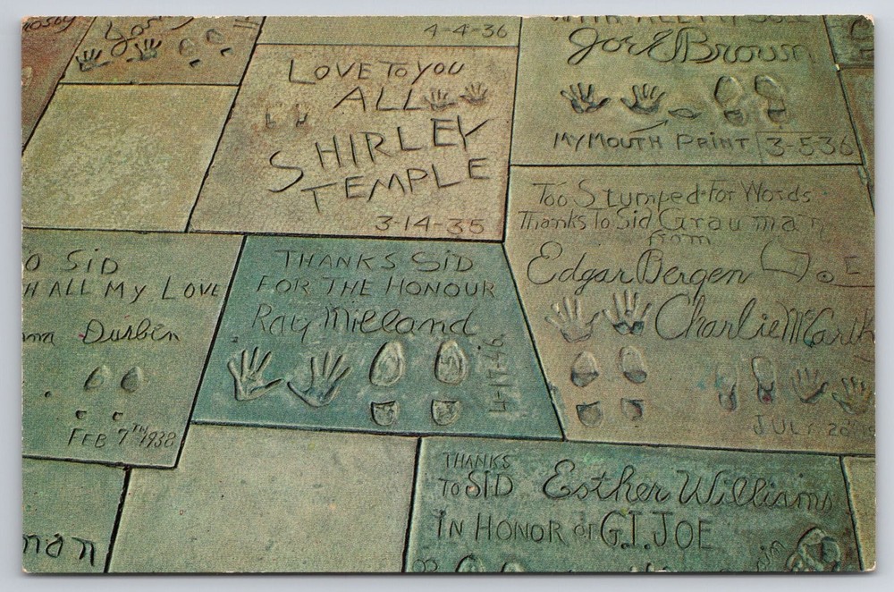 Shirley Temple Grauman's Chinese Theatre Footprints Hollywood Postcard
