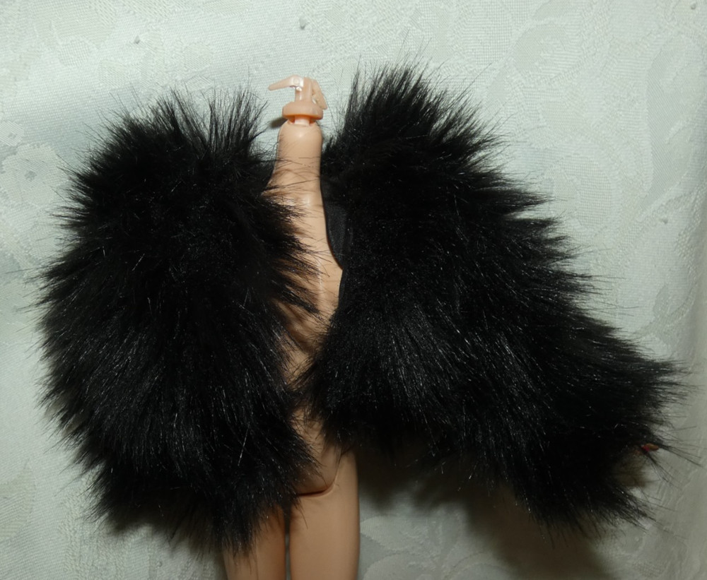 Barbie 2025 Designed By Patti Wilson Black Faux Fur Coat Jacket Fashion For Doll