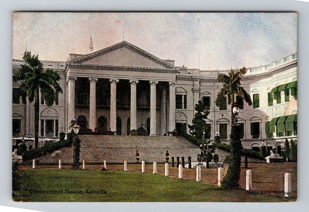 India- Calcutta Government House Souvenir Old Postal Card View Vintage Postcard