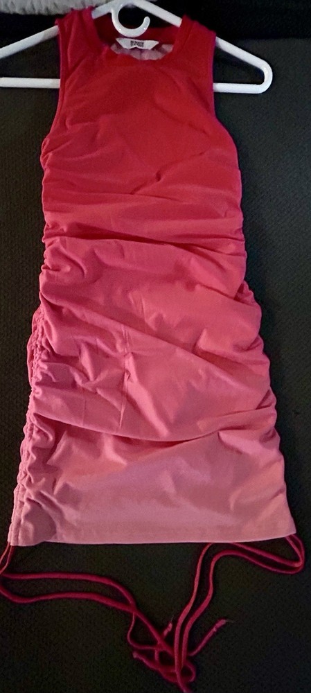BB DAKOTA - STEVE MADDEN Pink Ruched Drawstring Sleeveless Bodycon Mini Dress