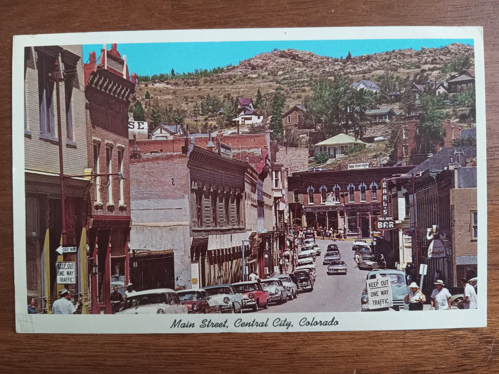 c1965 Main St, Central City, Gilpin County, CO,  Earl's Toll Gate Bar, old cars