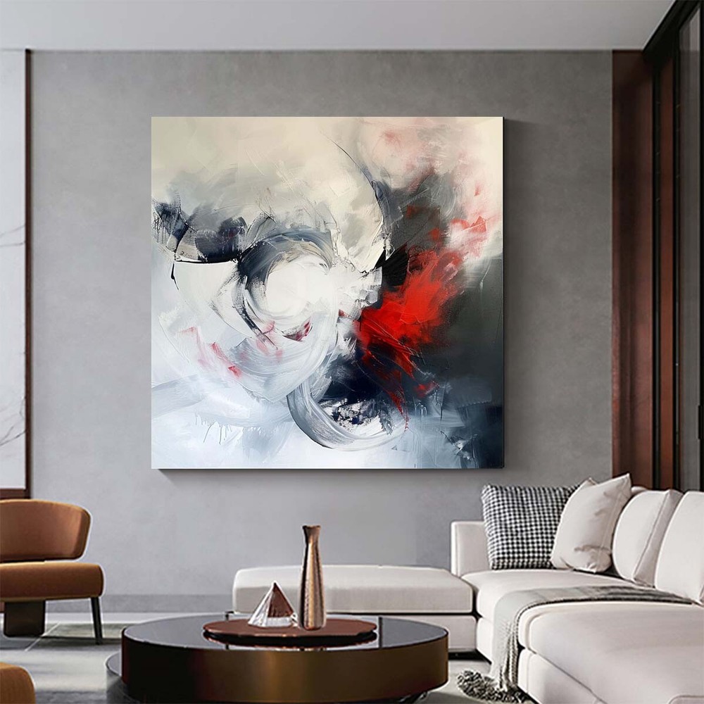 modern wall art decor hand painted abstract oil painting on canvas red Black