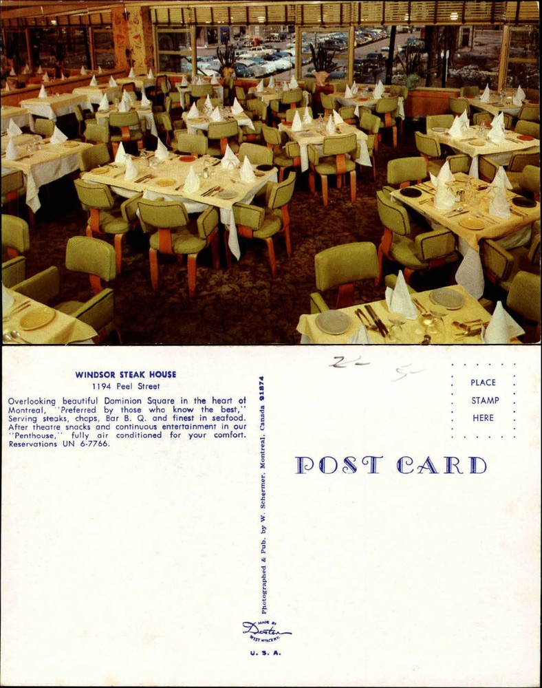 Windsor Steak House interior Montreal Quebec Canada vintage car 1970s