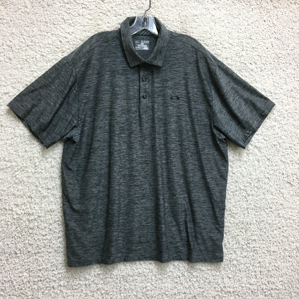 Under Armour Polo Shirt 2XL Adult Gray Loose HeatGear Golf Performance Mens XXL