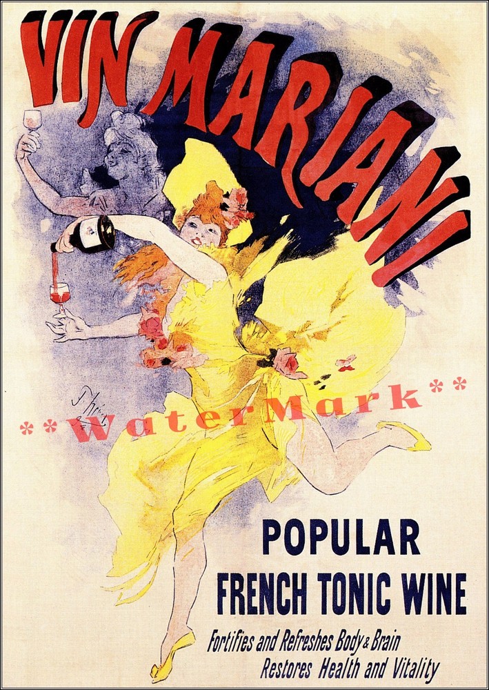 Vin Mariani 1894 French Tonic Wine Vintage Poster by Jules Cheret Art Nouveau