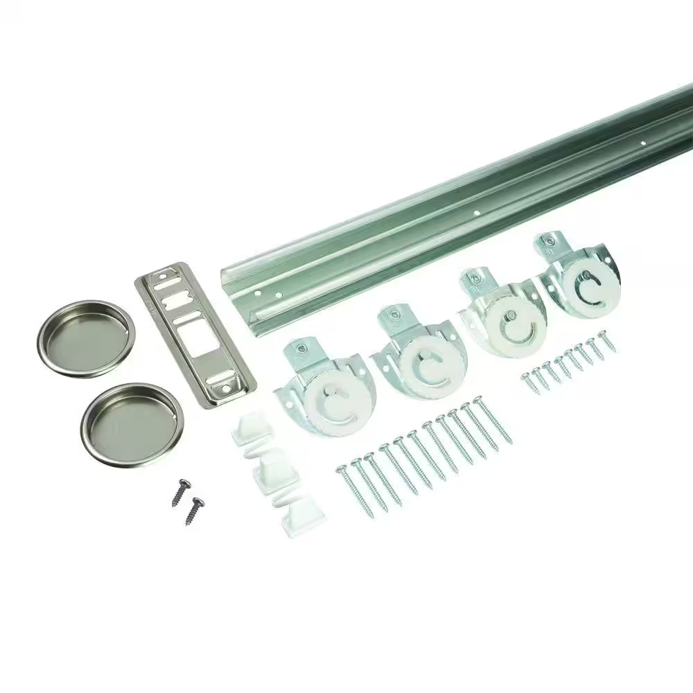 Durable 96-Inch Steel Double Closet Sliding Door Track Hardware Kit