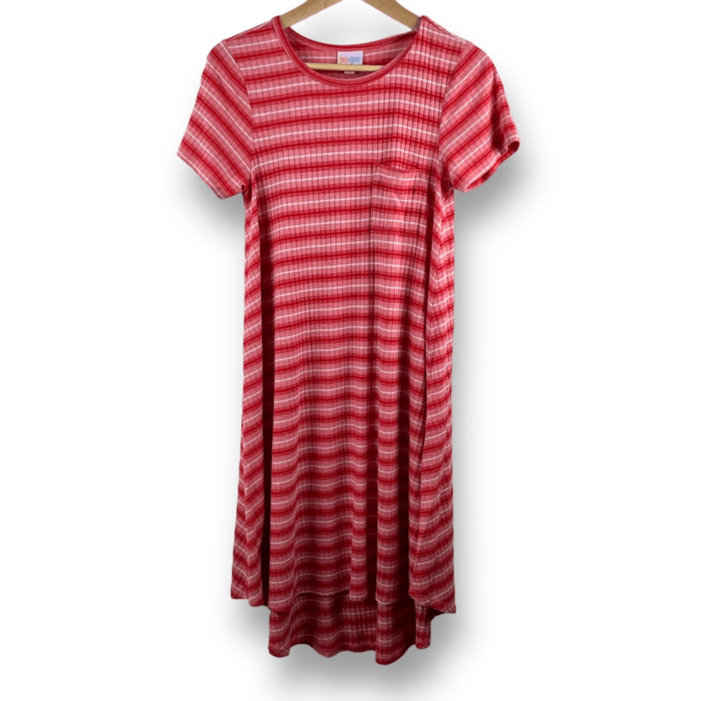 LuLaRoe Carly Red,Pink, White Ribbed dress Size S