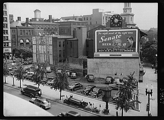 Washington DC 1940s Gasoline Shortage Street Scene Senate Beer Billboard