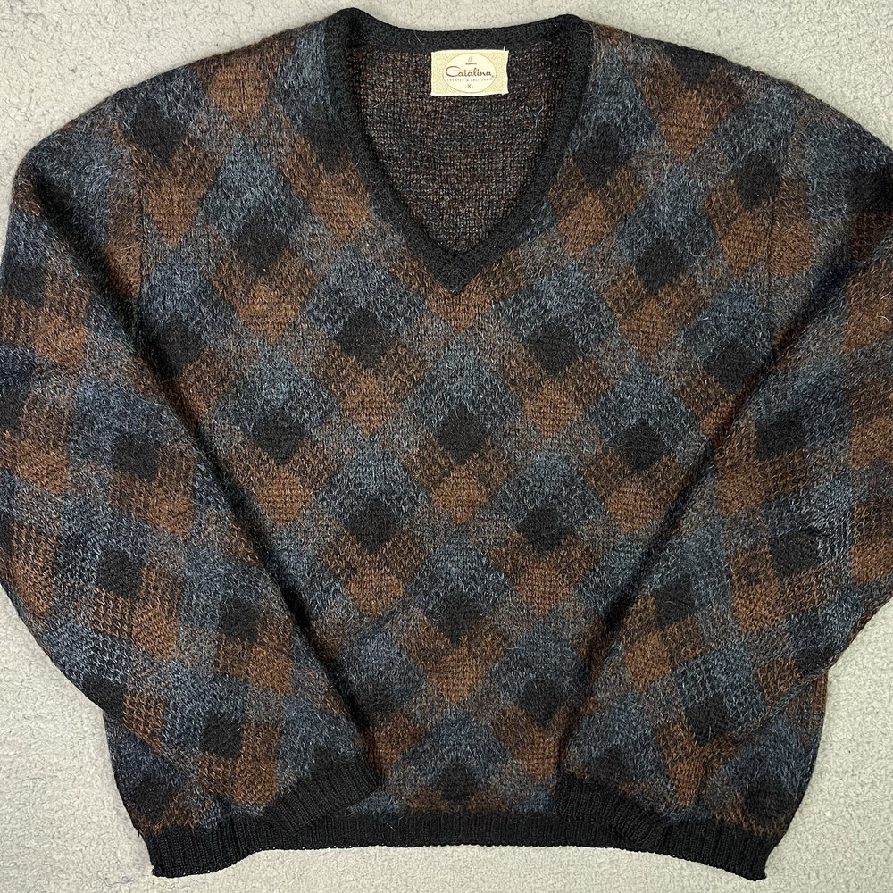 Vintage 60s Catalina Mohair Sweater Grunge Fuzzy Men's XL