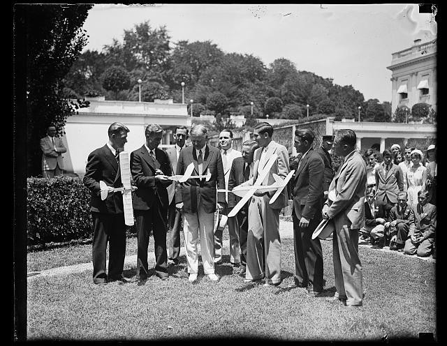 Photo:Washington D.C. White House Herbert Hoover Toy Airplanes Group 1931