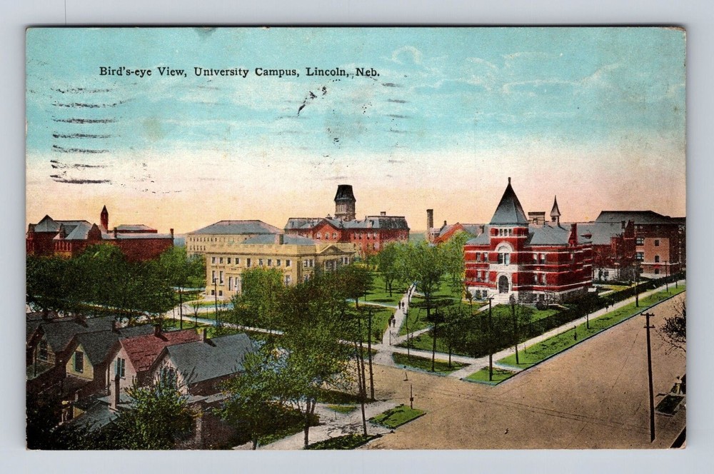 Lincoln NE-Nebraska, University Campus Birds Eye View, Vintage c1928 Postcard