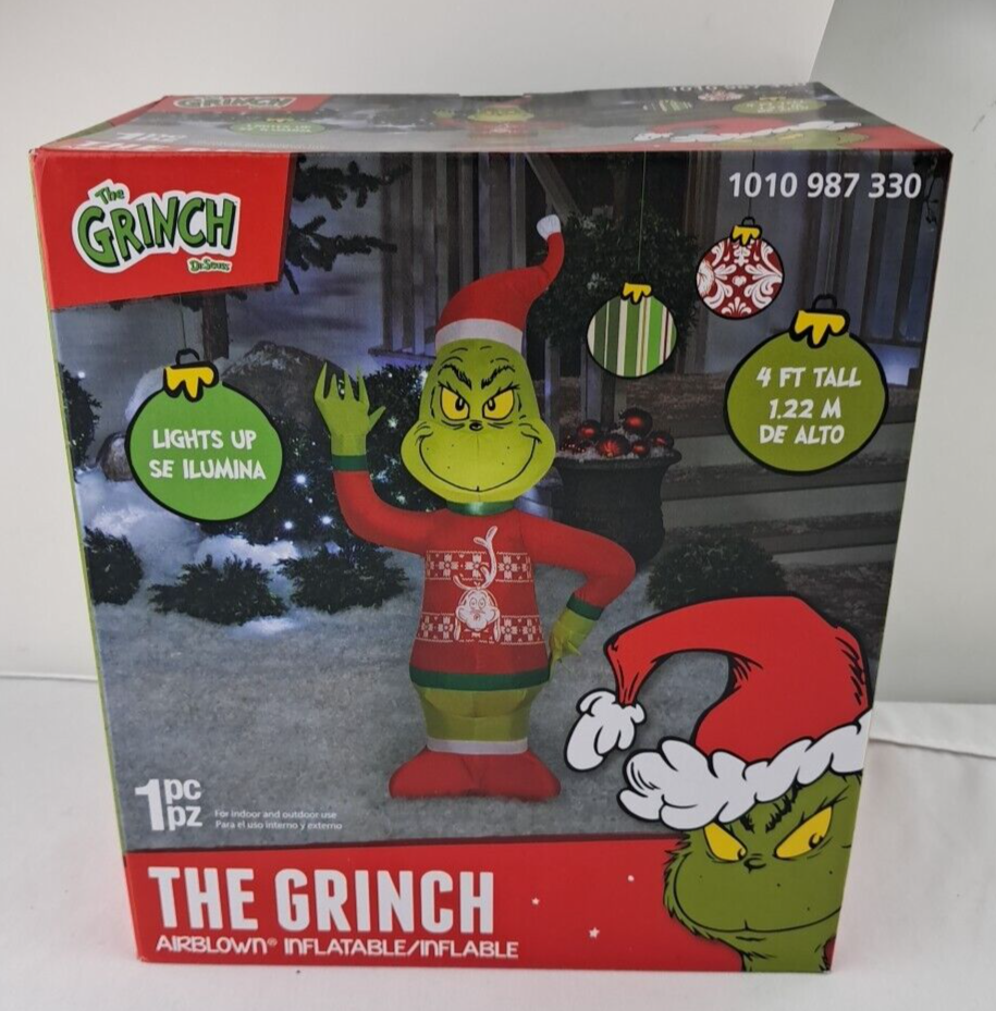 4 FT LED Grinch in Max Sweater Christmas Inflatable Yard Decoration  