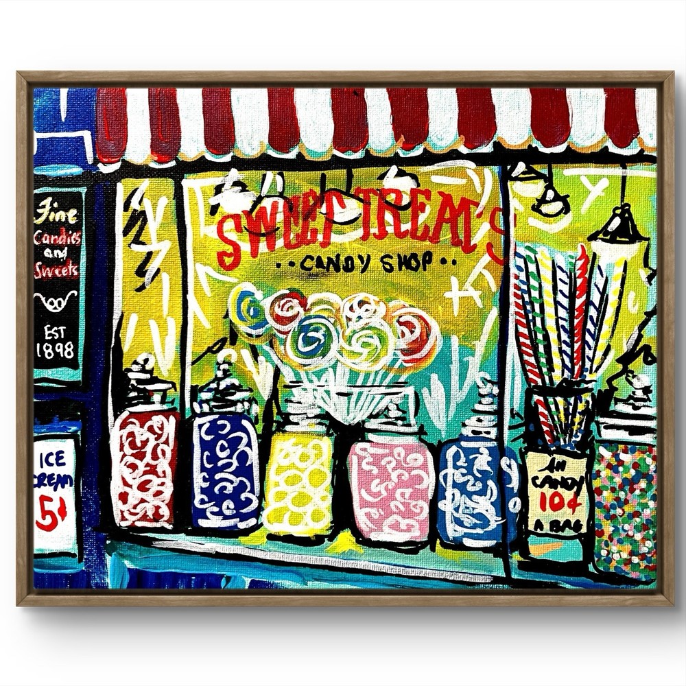 TITA PAINTZ Vintage Candy Shop Storefront Hand Painted Wall Art 8x10