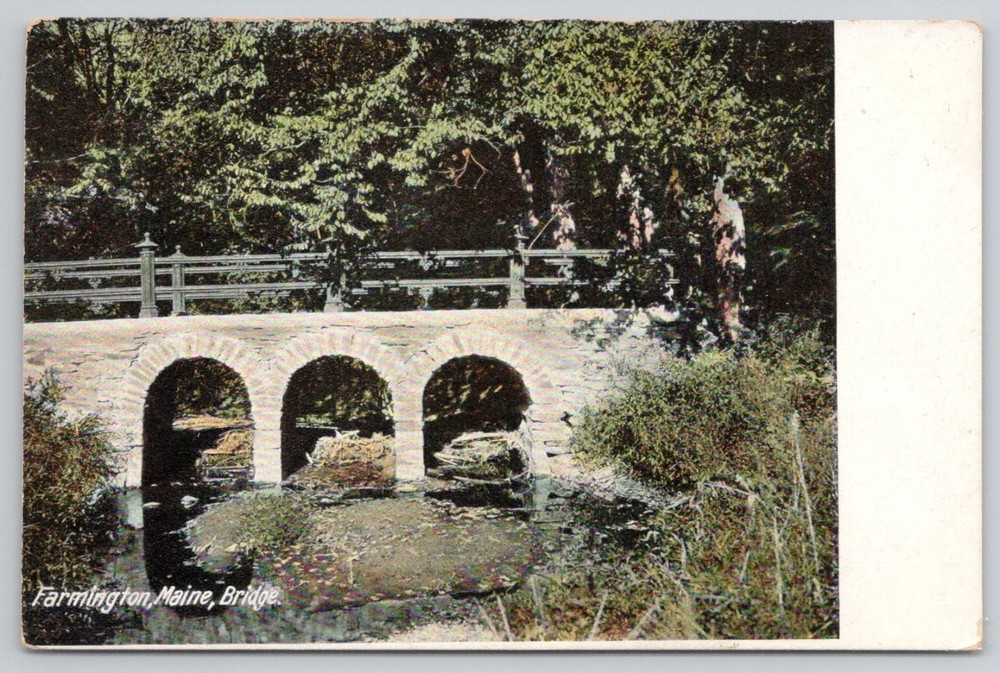 Farmington Maine Bridge Early 1900s Hugh C. Leighton Vintage Postcard