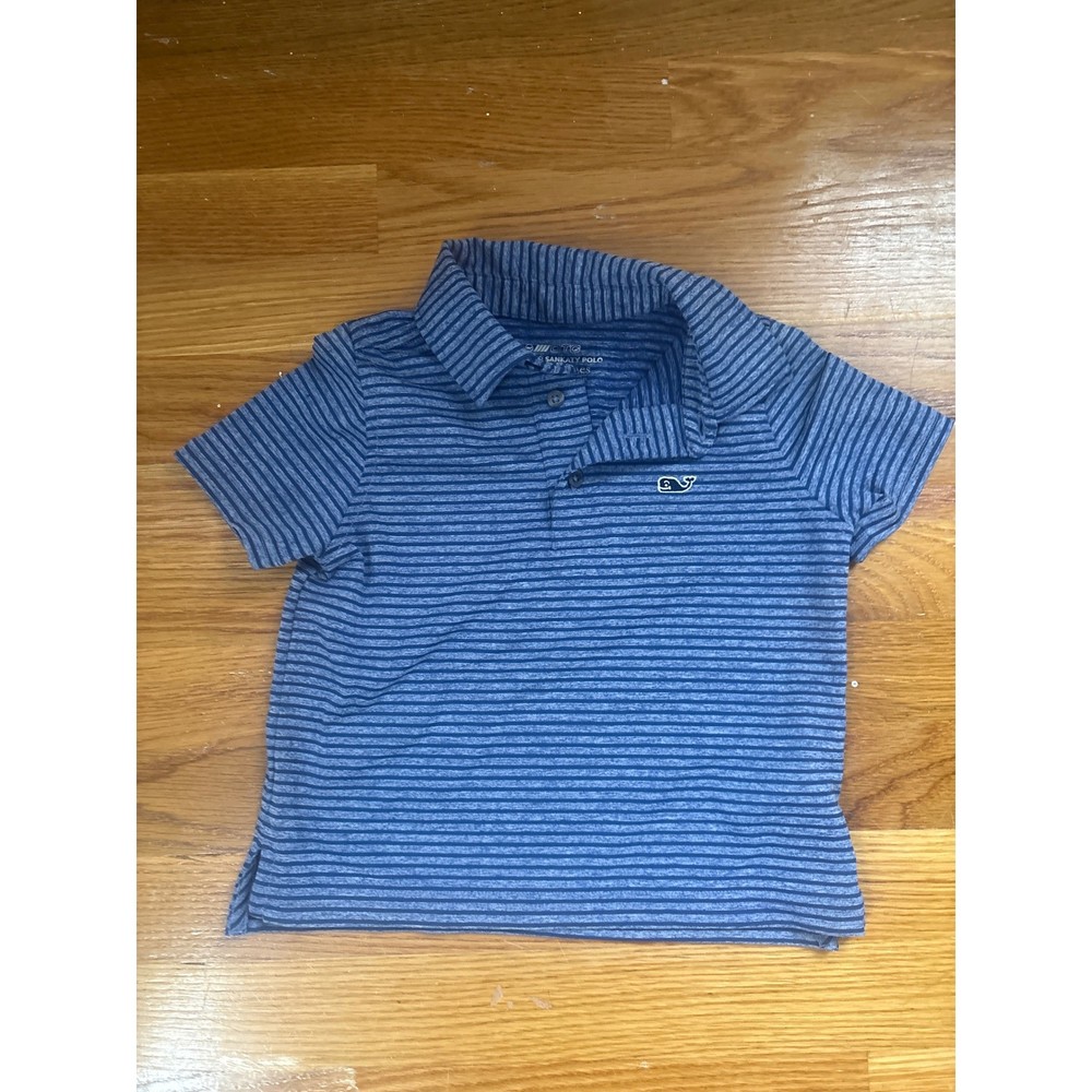 Vineyard Vines Boys Blue Striped On-The-Go Sankaty Polo Shirt Toddler Size 2T