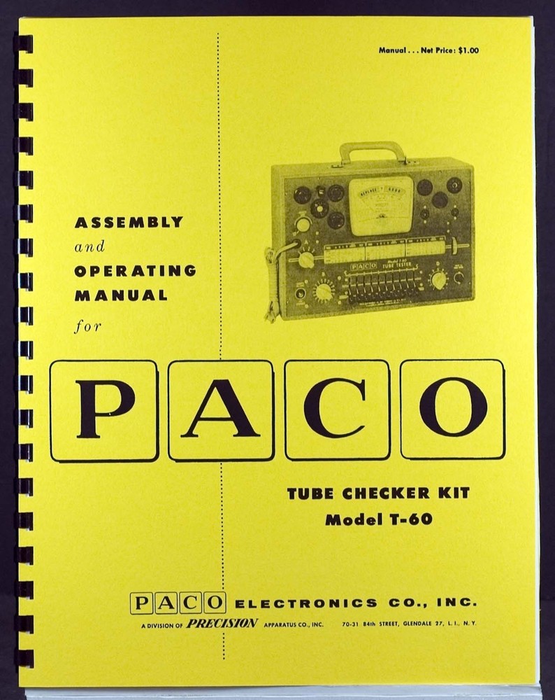 Paco T60 Tube Tester Kit Assembly Manual Guide
