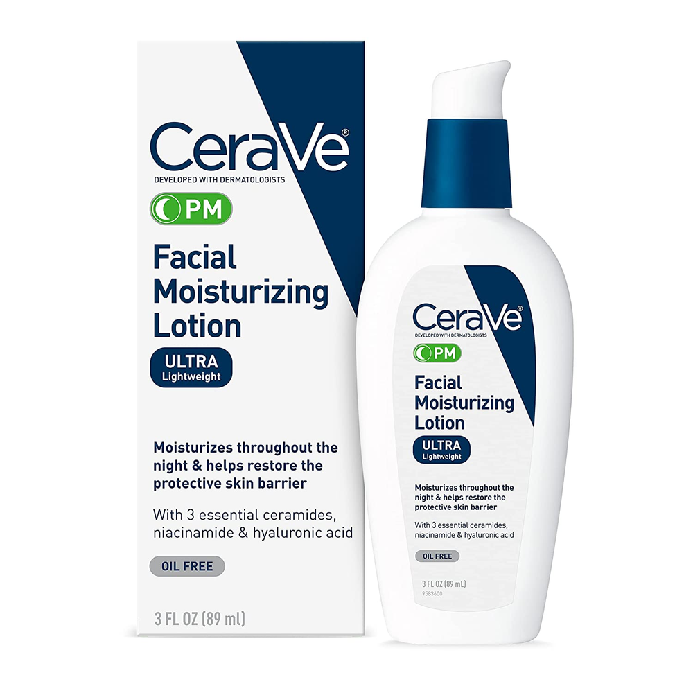 Cerave PM Night Moisturizing Lotion with Hyaluronic Acid for Face