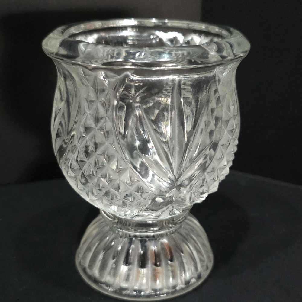 Vintage Avon Fostoria Crystal Votive Pineapple Diamond Design Candle Holder