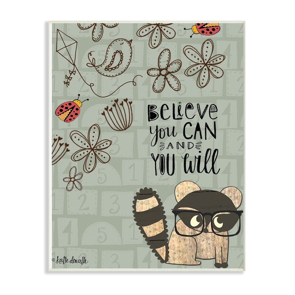 Stupell Believe You Can Floral Pattern Woodland Creature Multi-color 10 x 15