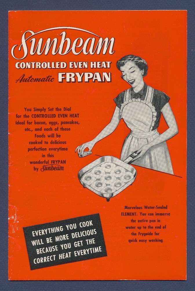 Sunbeam Controlled Even Heat Automatic Frypan - instructions, superb condition a