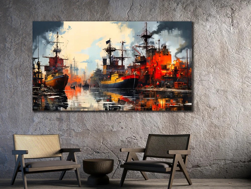 Abstract Water Ship Oil Painting Print Unframed Canvas Print Australian Wall Art