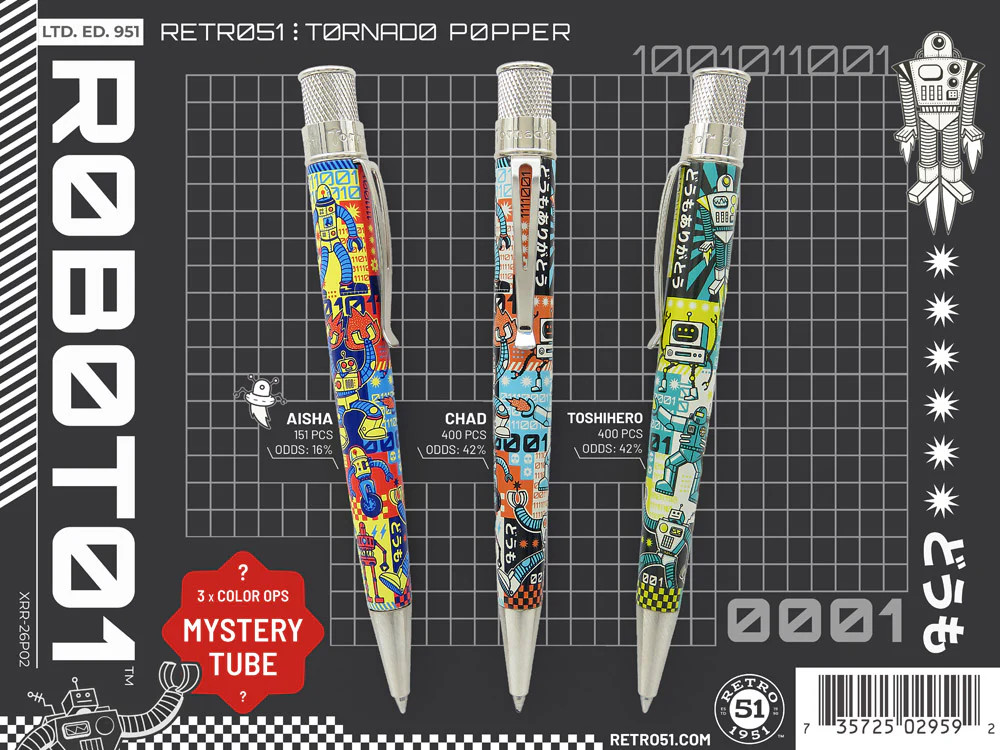 Retro 51 Tornado Popper™ Rollerball Pen & Sleeve - Robot01